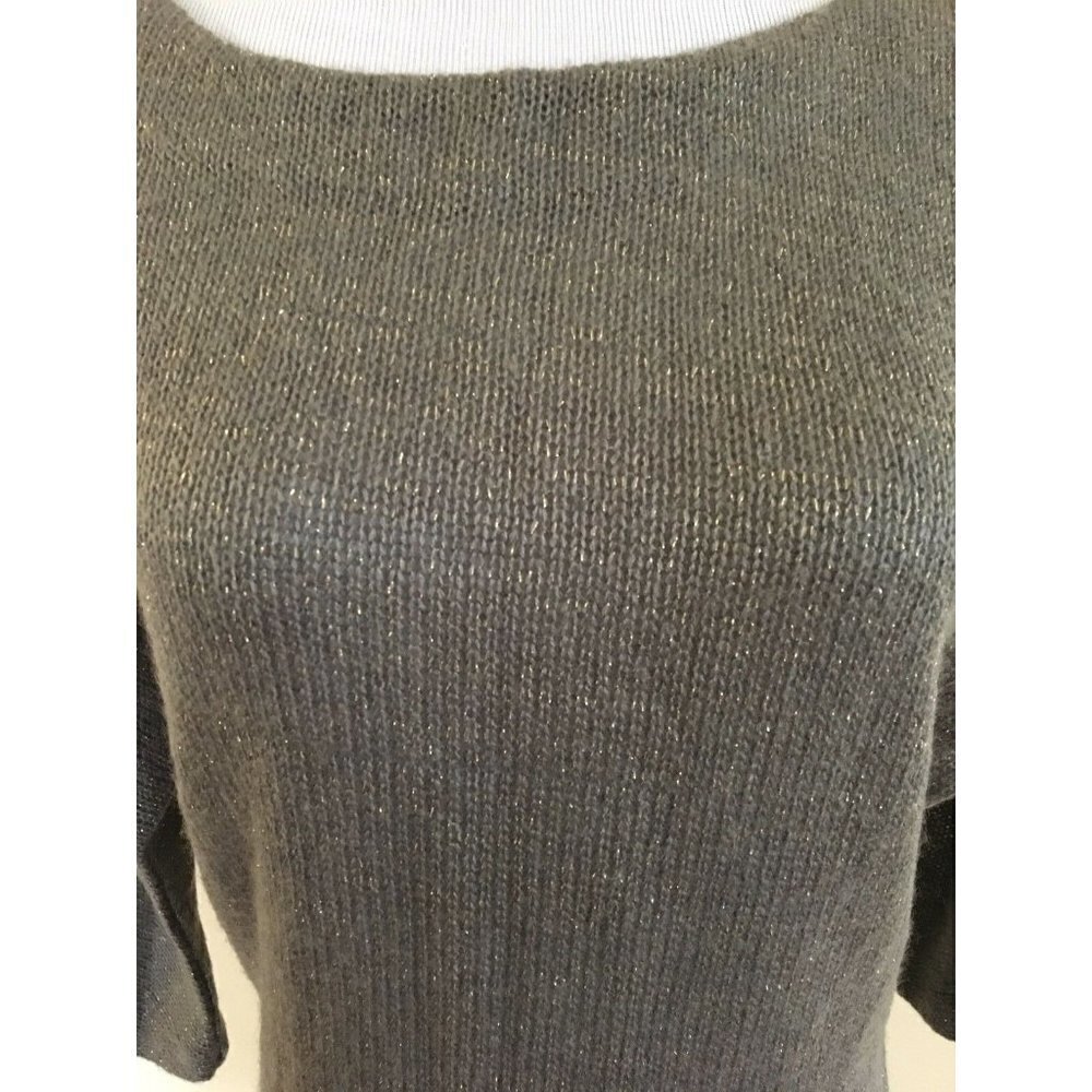 Sparkle and Fade Gray Gold Metallic Long Sweater Sparkle Acrylic Medium NWT - Picture 2 of 8